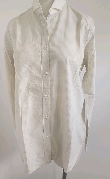 Pur vintage jolie chemise ancienne rayé jaune bleu 38? ref portant