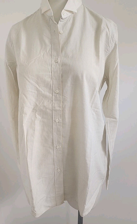 Pur vintage jolie chemise ancienne rayé jaune bleu 38? ref portant