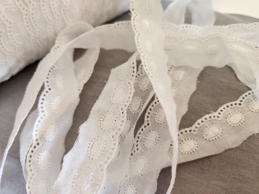 Dentelle vintage bordure coton mécanique 5 mètres sur 2 Cm A2