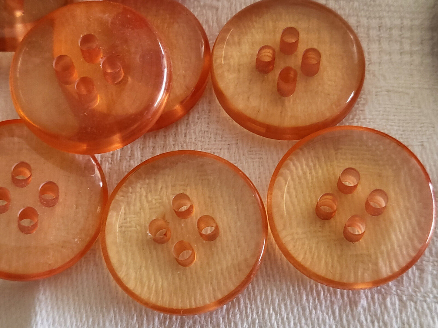 Lot 5 gros boutons vintage orange transparent épais superbe   2,5 cm ref 6064