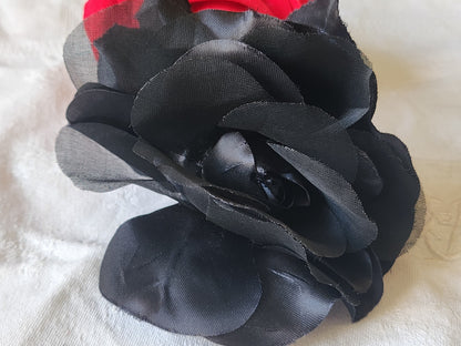 Grosse fleur ancienne noir chapeau sur broche 11, cm T0-12