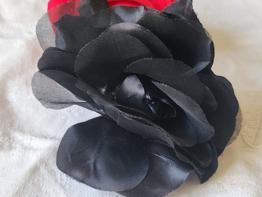 Grosse fleur ancienne noir chapeau sur broche 11, cm T0-12
