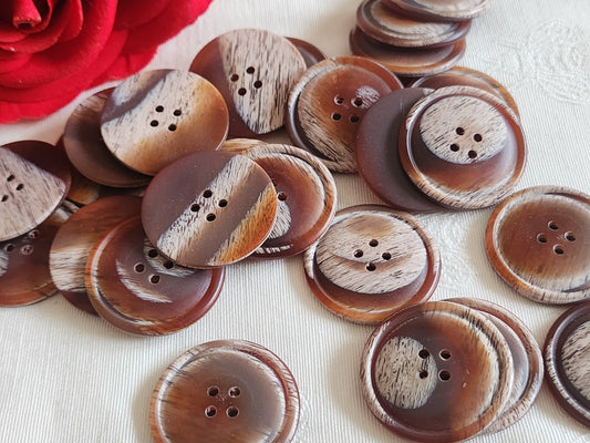 Lot 25 boutons vintage effet corne gros XXl 30 mm ou 3 cm à trous ref 6400