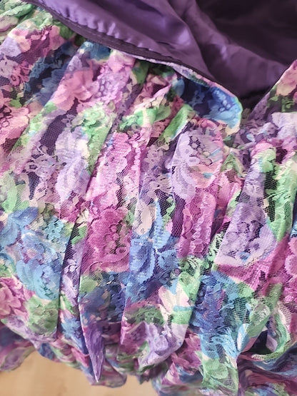 Kitch robe atypique violette vert dentelle jupon T38 Lina Innocenti ref portant