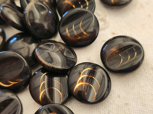 Lot 6  boutons vintage marron inclusion  pied 1,7 cm manteaux ref 255