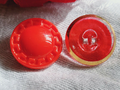 Duo boutons anciens en verre rouge et rosé diamètre 1,7 cm D12B