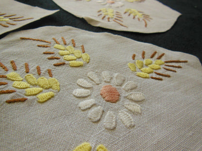 Trio broderies ancienne bouquet champêtre marguerite création couture   T3-24