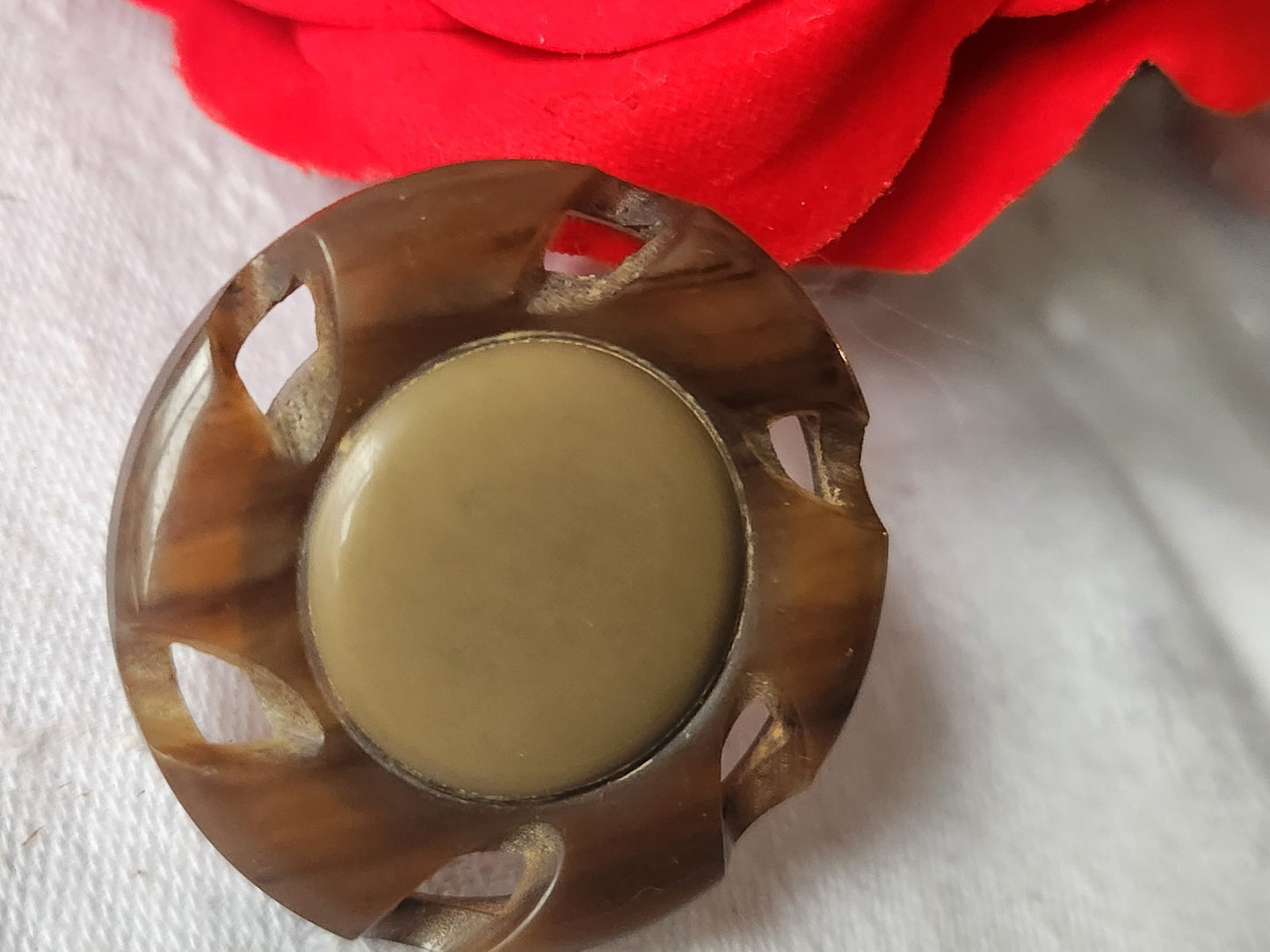Gros bouton ancien galalithe jaspé collection art deco 3,6 cm D6K