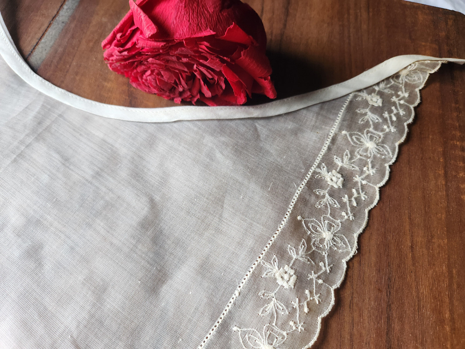 Joli col ancien etamine tissu fin amidonner grand adulte B1-7