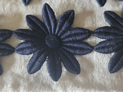 Lot 5 anciennes applications vintage fleur bleu diamètre 5 cm T7