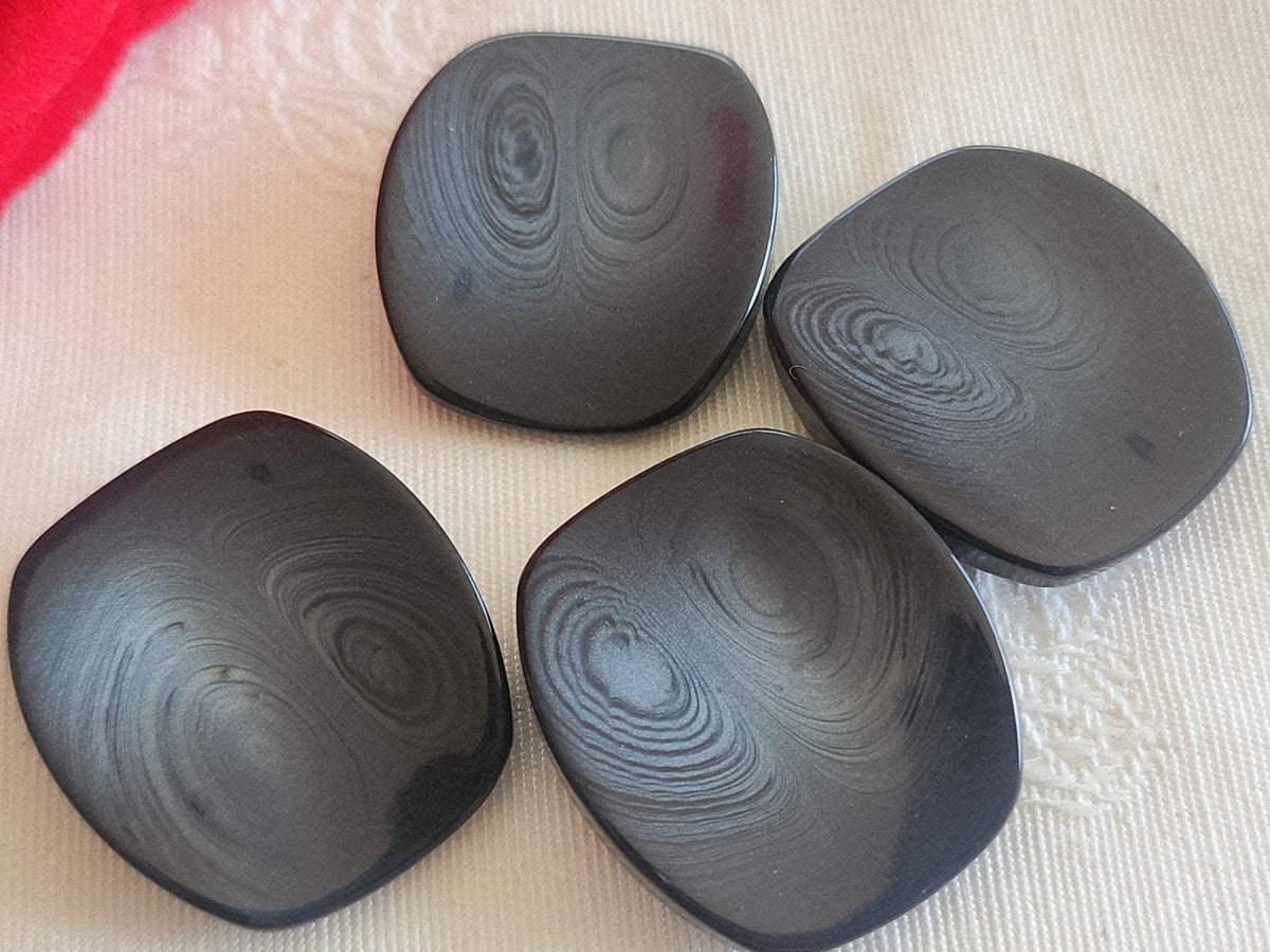 Lot 4 gros boutons vintage bleu rectangulaire 2,5 sur 2,9 cm pied ref 6270