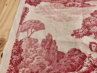 Ancien coupon de tissu toile de jouy "le printemps " d'aprés Boucher petit B6
