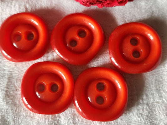 Lot 5 gros boutons vintage rouge lumineux 2,4 cm ref 2901