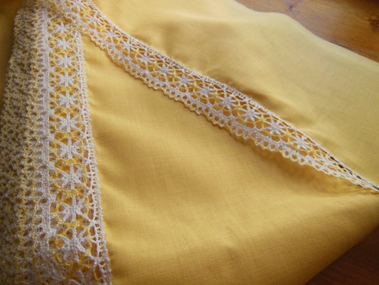 Bordure large étagère  bas drap rideau dentelle jaune 7 mètres ancien 20 cm B7