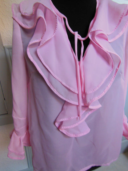 Pur vintage ancien haut voilage rose froufrous 40? ref PORT