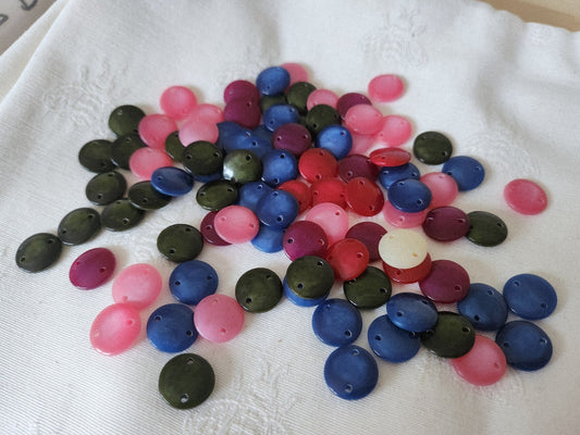 Lot 87 perles connecteur vintage rond percés 1,4 cm T9