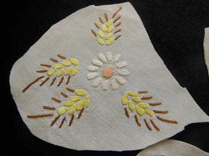 Trio broderies ancienne bouquet champêtre marguerite création couture   T3-24