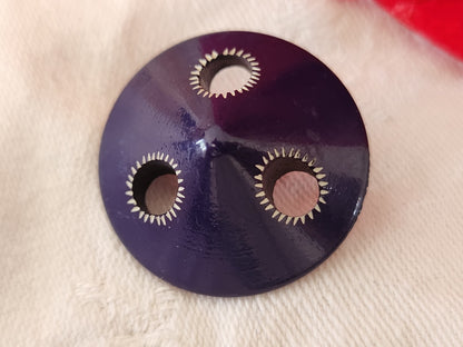 Bouton ancien bleu ajouré pied laiton gros 2,8 cm ref 5965