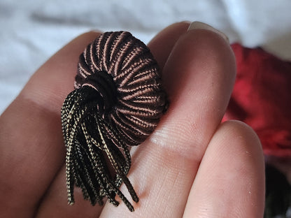 Lot 6 boutons anciens vintage passementerie marron pendant 2,5 cm ref 5768