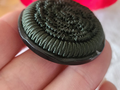 collection énorme bouton vintage vert passementerie pied plat 4 cm ref 5992