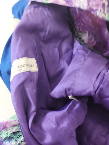 Kitch robe atypique violette vert dentelle jupon T38 Lina Innocenti ref portant