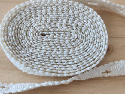 Dentelle ancienne coton ajourée 2 mètres 05 sur 0,9 cm fait main T1-23