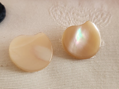 Duo boutons anciens en nacre forme originale 1,7 cm 17 mm D13b