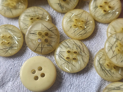 Lot 22 boutons vintage creme pâillete liserté argenté  1,8 cm ref 5467