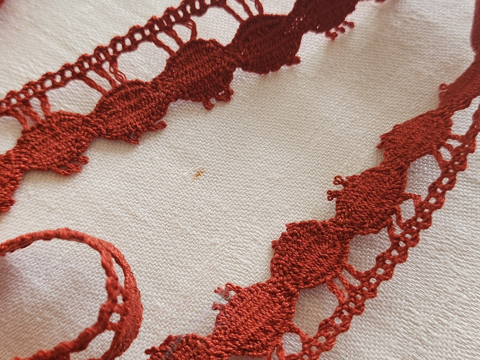 Dentelle vintage large marron 3 mètres sur 2,1 cm A5