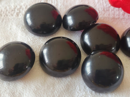 Lot 6 boutons vintage marron quasi noir pied bombé 2,2 cm ref 3955