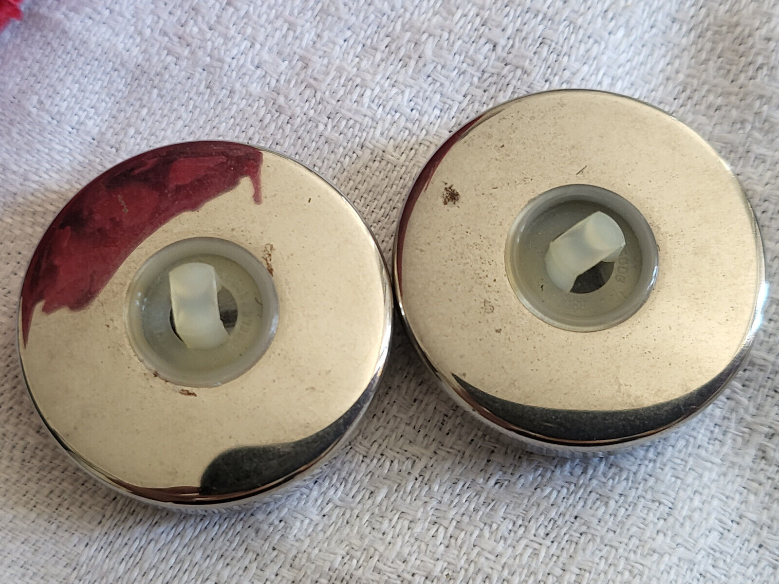 Duo boutons anciens vintage gris camaïeu métal lourd pied 2,7 cm ref 2653