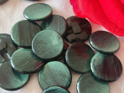 Lot 18 boutons vintage vert noir 1,6 cm pied ref 3965