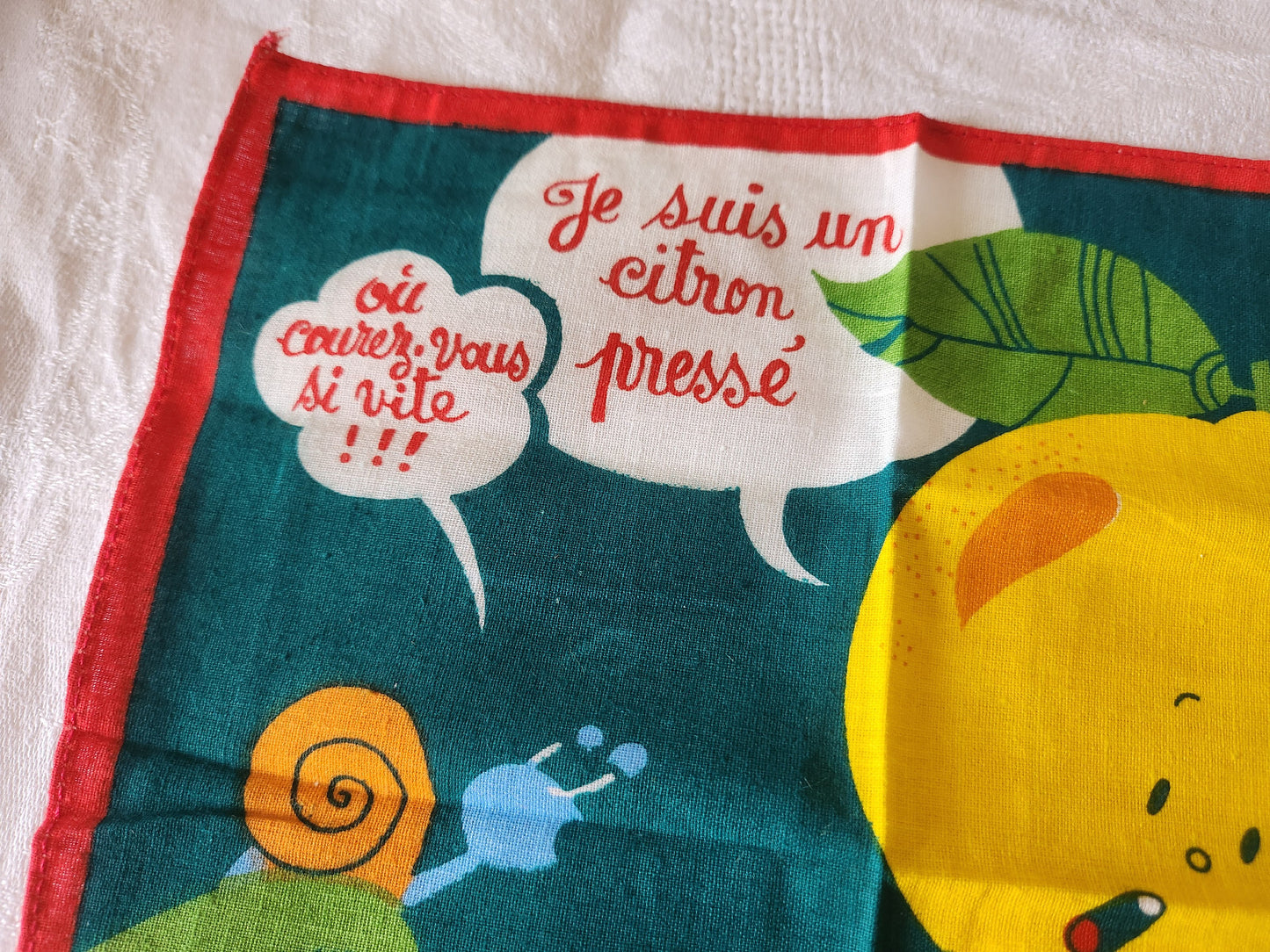 Mouchoir ancien neuf vintage illustrateur Poullenot citon préssé B6