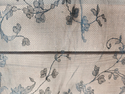 Long coupon de dentelle noire ancienne partie de mantille? B3