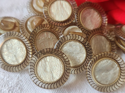 Lot 10 boutons vintage coeur satiné pourtour transparent  noir 1,7 cm ref 1603