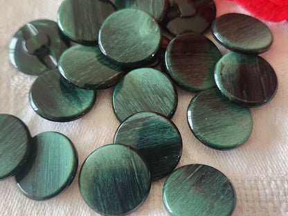 Lot 18 boutons vintage vert noir 1,6 cm pied ref 3965