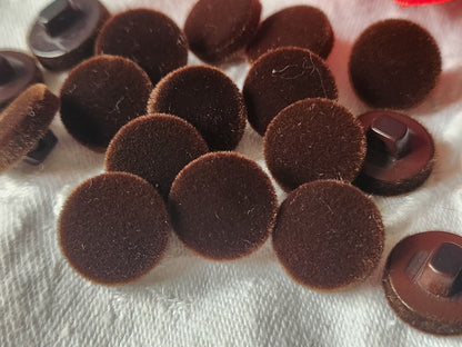 Lot 9 boutons vintage daim marron épais parurier 1,5 cm ref 0011