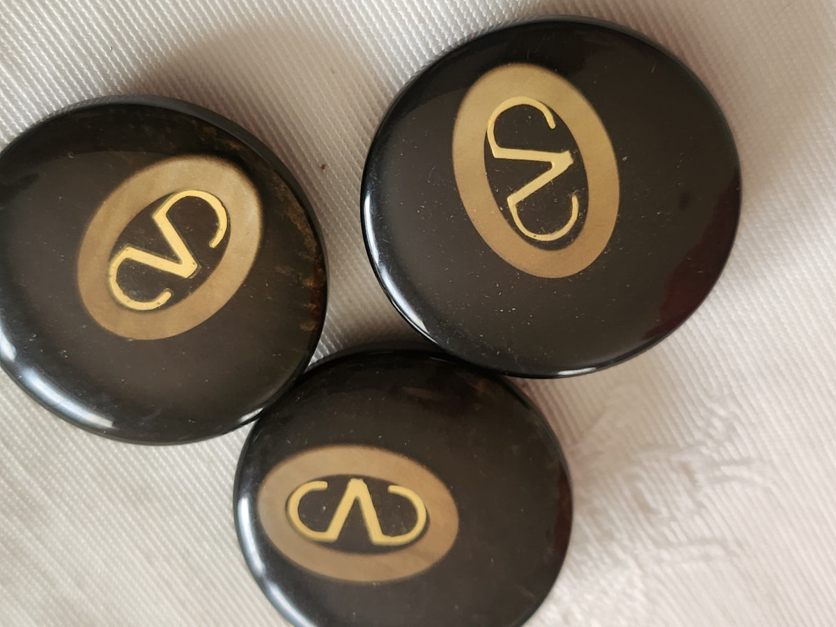 Trio gros boutons vintage marron inclusion panaché pied 2,7 cm ref 6340