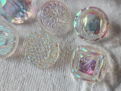 Lot 6 boutons anciens en verre mordoré rose panaché 1,2/1,3 cm ref 2109