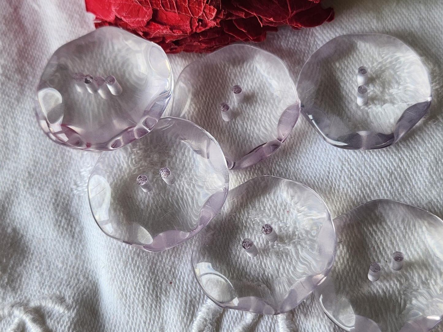 Lot 7 boutons vintage parme effet strass ovale épais gros 2,8 cm ref 5939