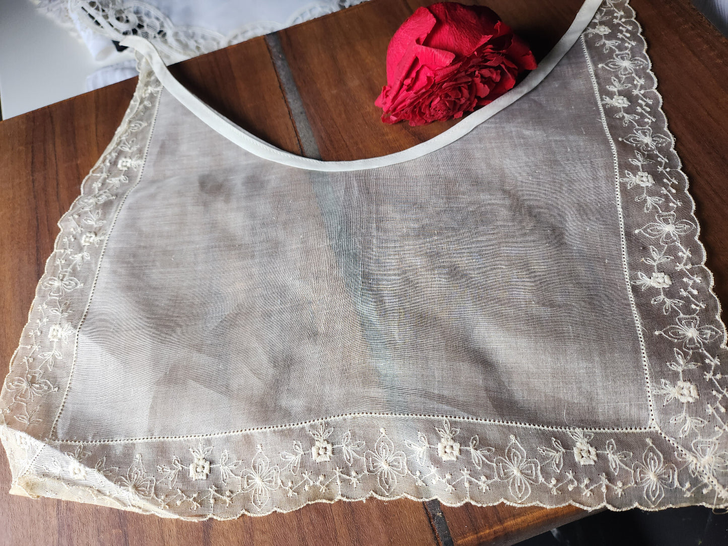 Joli col ancien etamine tissu fin amidonner grand adulte B1-7
