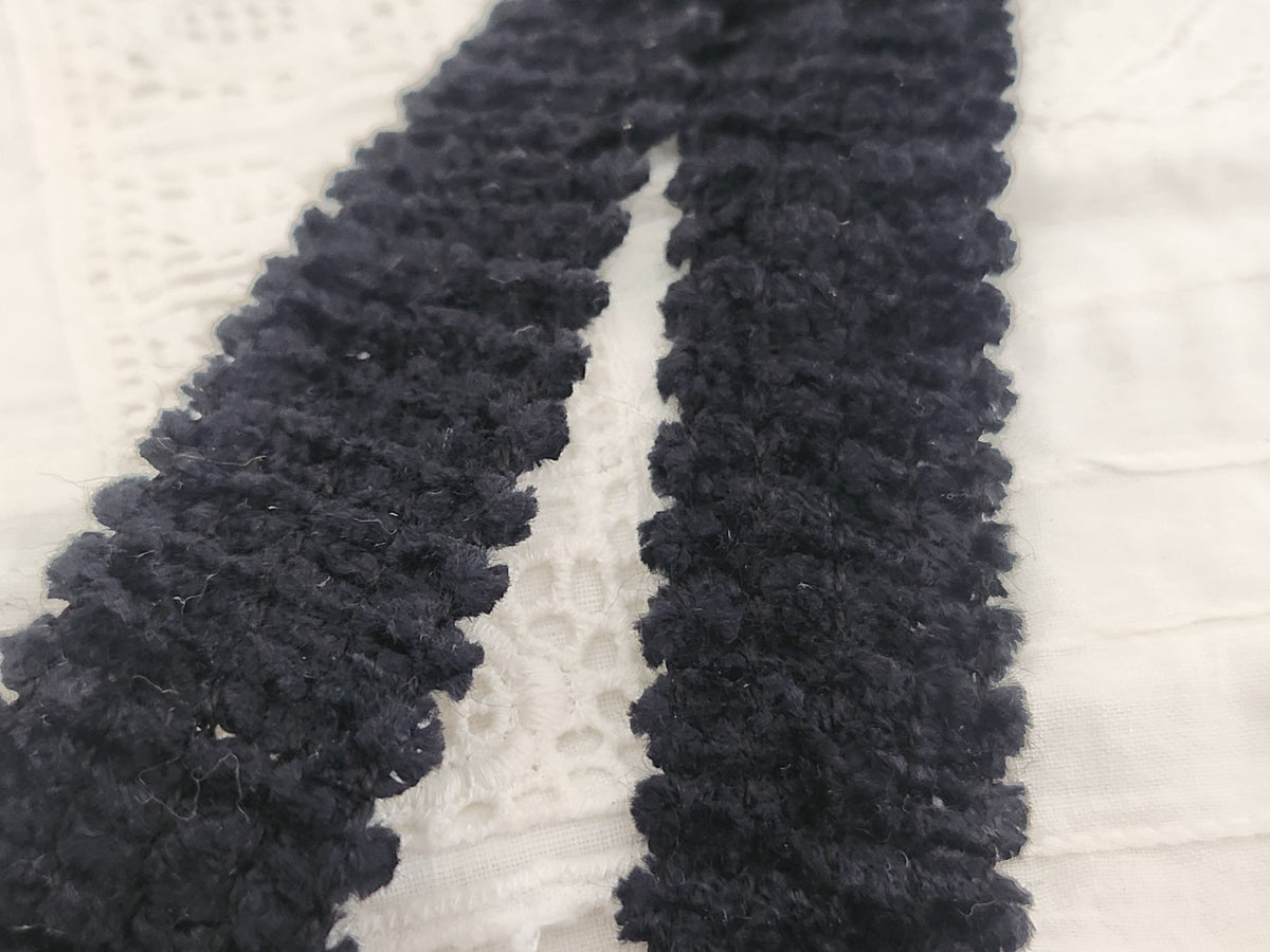 Galon noir style chenille 5 métres sur 2,3 cm made  in France A3