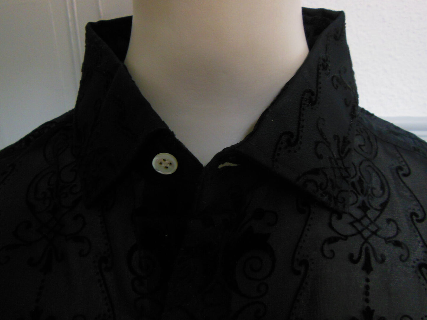 Pur vintage ancien  chemisier motif relief noir voilage ancien 40?  B4