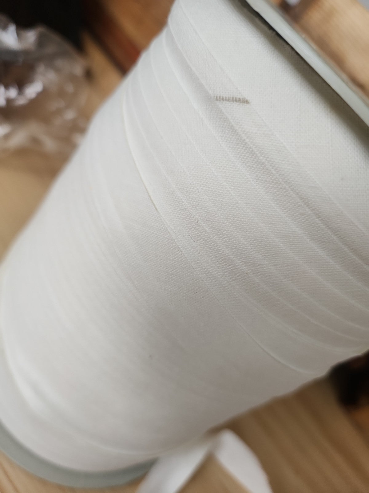 Biais blanc rouleau vintage centaines de mètres  sur 1,5 cm A4