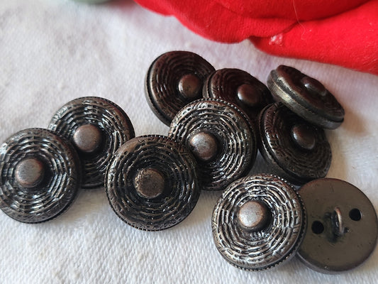 Lot 9  boutons vintage en metal à pied 1,6 cm ref 2953