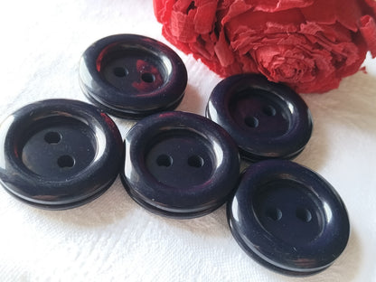 Lot 5 gros  boutons vintage bleu épais bobine vis  3,3 cm trous XXL ref 3743