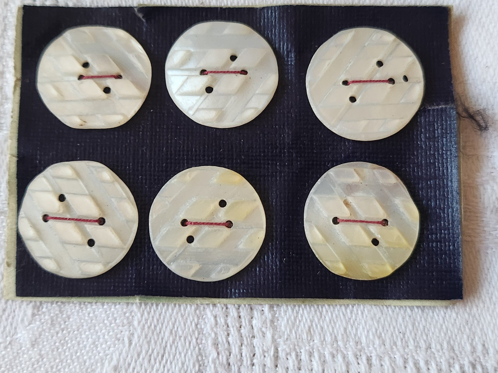 Rare petite plaque boutons anciens en nacre  1,7 cm  lot de 6 n°36
