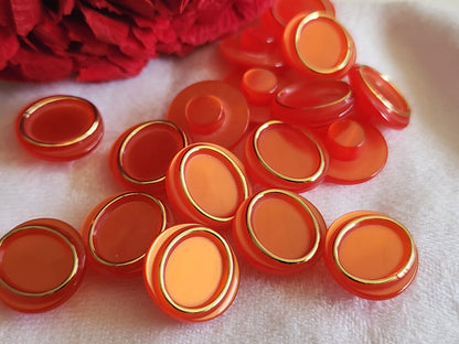 Lot 16 boutons vintage orange doré nacré pied  1,4 cm ref 4738