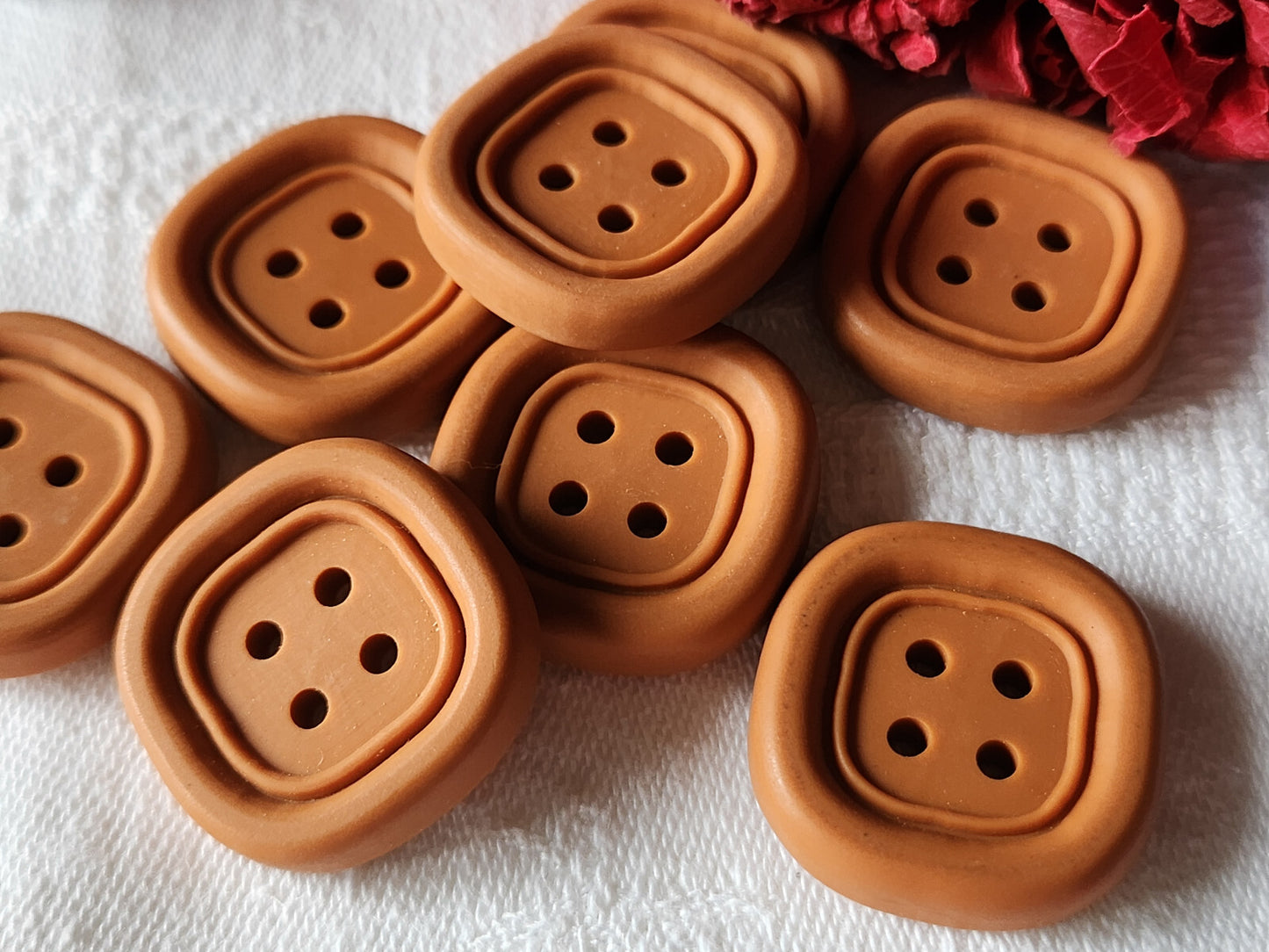 Lot 8 gros boutons vintage marron mat caramel 2,5 cm ref 2997