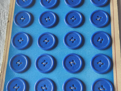 Plaque lot de 24 boutons vintage bleu 2 cm trous